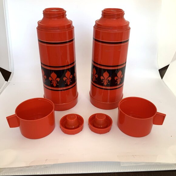 Two Sears Vacuum Bottles 73067 w/JC Higgins Plaid Lunch Picnic Bag Thermos Vtg - Picture 4 of 12